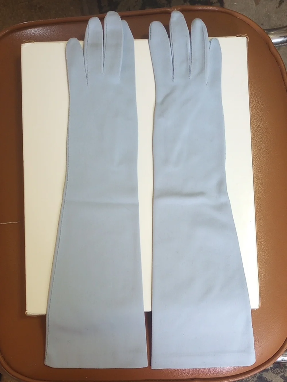 Van Raalte Classic Traditional Pastel Blue Vintage Nylon Dress Gloves